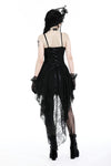Gothic black rose bloom dovetail lace dress DW937
