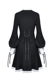 Ladies black lolita dress with white inverted triangle lace front  DW355 - Gothlolibeauty