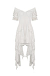 Steampunk white wedding short sleeves dress  DW362 - Gothlolibeauty