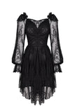 Gothic elegant long sleeves lace midi dress DW383 - Gothlolibeauty