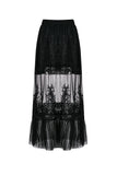 Gothic long skirt with flower hollow-out design KW128 - Gothlolibeauty