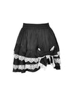 Black lolita white bow contrast mini skirt KW201