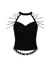 Punk short sleeveless T-shirt with string shoulder and eyelet on waist TW164 - Gothlolibeauty