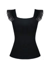 Gothic knitted T-shirt with crumpled swallow shape shoulder TW167 - Gothlolibeauty