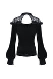 Gothic lace shoulder velvet T-shirt TW242 - Gothlolibeauty