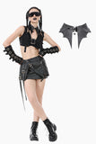 Punk Batwing Leather Choker with O-Ring and Star Drop ACK152