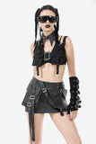 Punk Batwing Leather Choker with O-Ring and Star Drop ACK152