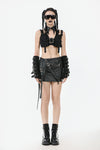 Punk Batwing Leather Choker with O-Ring and Star Drop ACK152