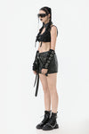 Punk Batwing Leather Choker with O-Ring and Star Drop ACK152