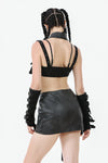 Punk Batwing Leather Choker with O-Ring and Star Drop ACK152