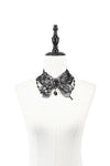 Gothic Butterfly Lace Choker with Black Beads and Gemstone ACK154