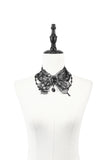 Gothic Butterfly Lace Choker with Black Beads and Gemstone ACK154