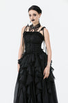 Gothic Butterfly Lace Choker with Black Beads and Gemstone ACK154