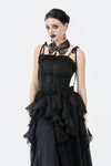 Gothic Butterfly Lace Choker with Black Beads and Gemstone ACK154