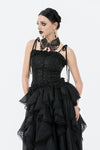 Gothic Butterfly Lace Choker with Black Beads and Gemstone ACK154