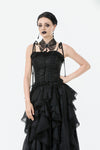 Gothic Butterfly Lace Choker with Black Beads and Gemstone ACK154