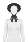 Gothic Playful Sun Hat with Pleated Rose Trim and Bow Detail ACP011