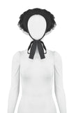 Gothic Playful Sun Hat with Pleated Rose Trim and Bow Detail ACP011