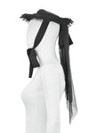 Gothic Playful Sun Hat with Pleated Rose Trim and Bow Detail ACP011
