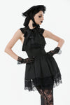 Gothic Playful Sun Hat with Pleated Rose Trim and Bow Detail ACP011