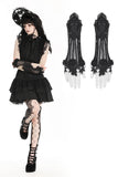 Gothic black skeleton lace gloves AGL025