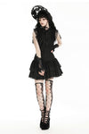 Gothic black skeleton lace gloves AGL025