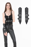 Punk Vintage Matte Leather Buckled Riveted Gauntlets AGL034BK