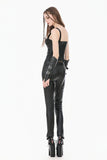 Punk Vintage Matte Leather Buckled Riveted Gauntlets AGL034BK
