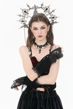 Gothic Romantic Vintage Velvet Arm Warmers with 3D Embroidered Roses AGL035