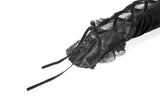 Gothic Romantic Vintage Velvet Arm Warmers with 3D Embroidered Roses AGL035