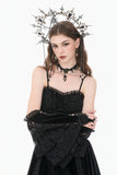 Gothic Vintage 3D Black Rose Lace and Velvet Patchwork Ring-Loop Arm Sleeves AGL036