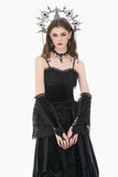 Gothic Vintage 3D Black Rose Lace and Velvet Patchwork Ring-Loop Arm Sleeves AGL036