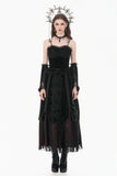 Gothic Vintage 3D Black Rose Lace and Velvet Patchwork Ring-Loop Arm Sleeves AGL036