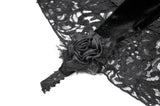 Gothic Vintage 3D Black Rose Lace and Velvet Patchwork Ring-Loop Arm Sleeves AGL036