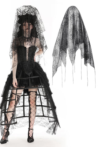 Gothic bride black spider web veil AHW023