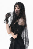 Gothic Romantic Vintage Velvet Arm Warmers with 3D Embroidered Roses AGL035