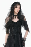 Gothic Romantic Vintage Velvet Arm Warmers with 3D Embroidered Roses AGL035