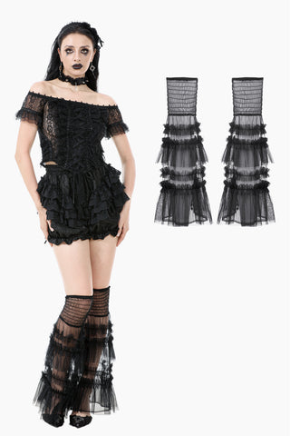 Chic Multi-Layered Mesh Knee-High Socks with Ruching ALW003