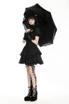 Black embroidery telescopic umbrella AUM014