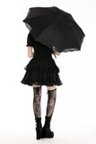 Black embroidery telescopic umbrella AUM014