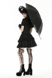 Black embroidery telescopic umbrella AUM014