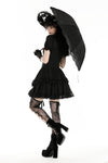 Black embroidery telescopic umbrella AUM014