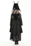 Gothic black sexy shoulders bubble lace sleeves cape BW152