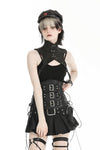 Punk snake-patterned leather  stand-up collar top BW153