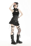 Punk snake-patterned leather  stand-up collar top BW153