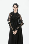 Gothic Lace Overlay Cape | Double Button Collar | Embroidered Lace Edging BW167