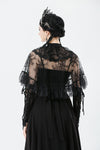 Gothic Lace Overlay Cape | Double Button Collar | Embroidered Lace Edging BW167