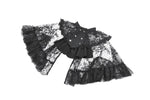 Gothic Lace Overlay Cape | Double Button Collar | Embroidered Lace Edging BW167