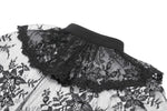Gothic Lace Overlay Cape | Double Button Collar | Embroidered Lace Edging BW167