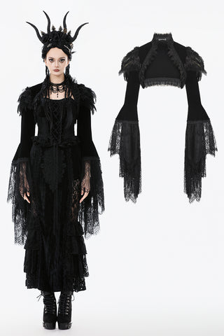 Noble Gothic Velvet Raven Cape BW168